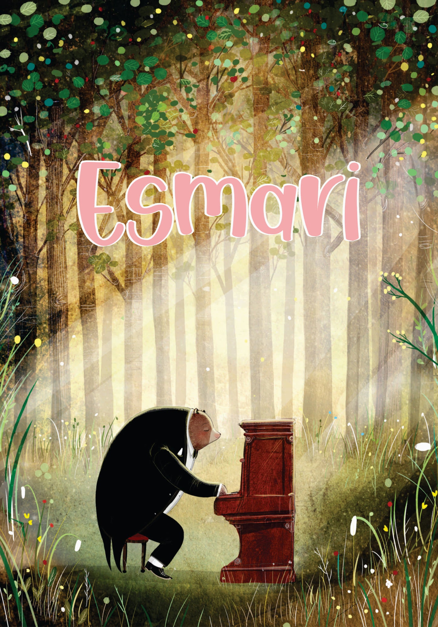 Bear playing piano blanket