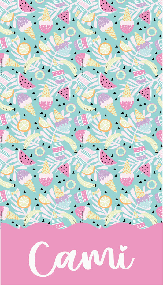 Ice cream and watermelon towel