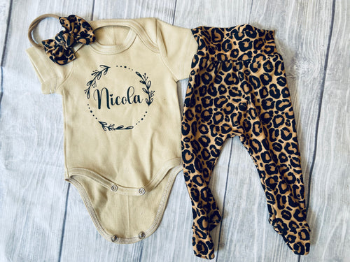 Jackie leopard newborn outfit
