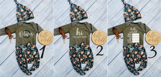 Alex Khaki newborn outfit